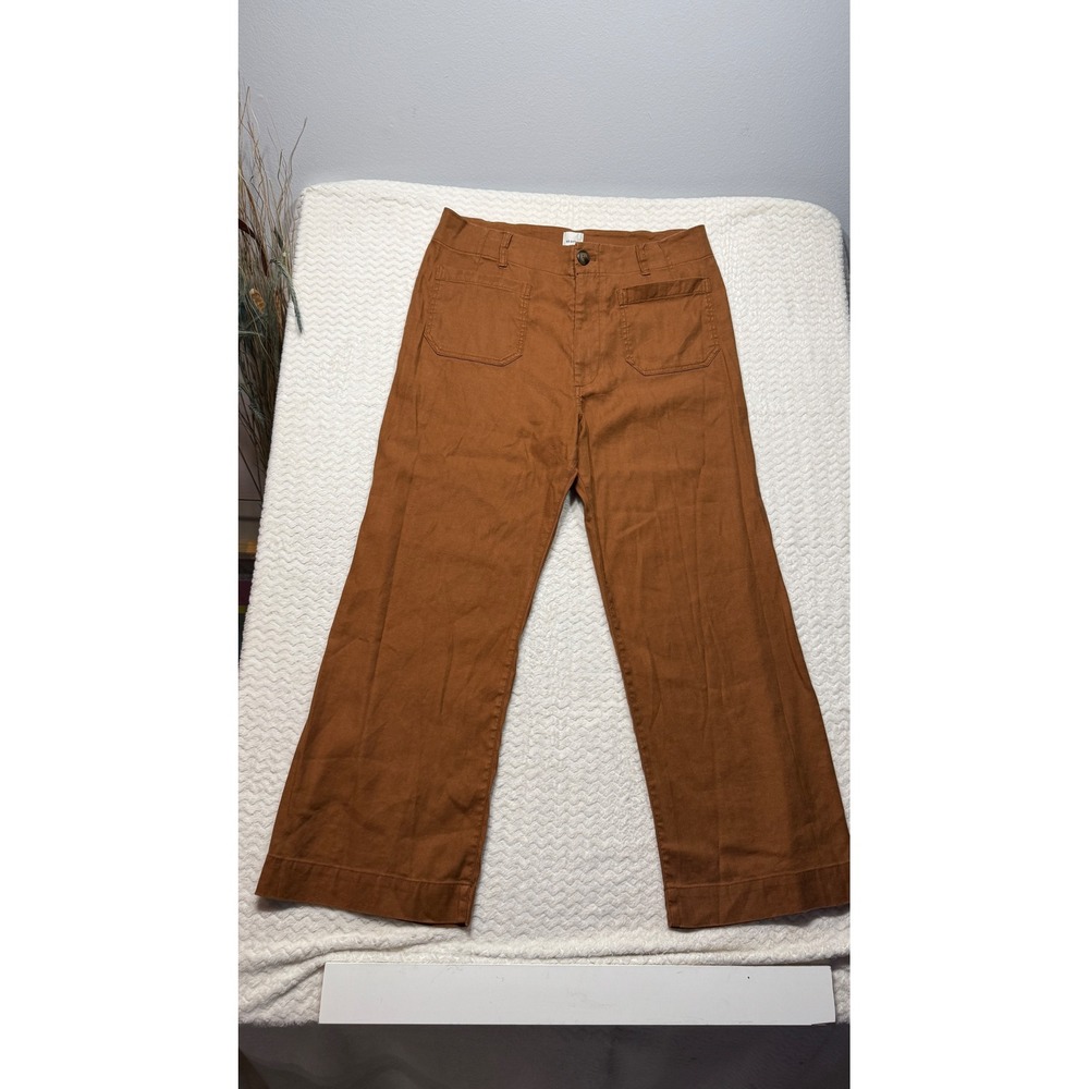 Maeve The Colette Wide Leg Pants Rust Brown High Rise Patch Pocket 33T Tall